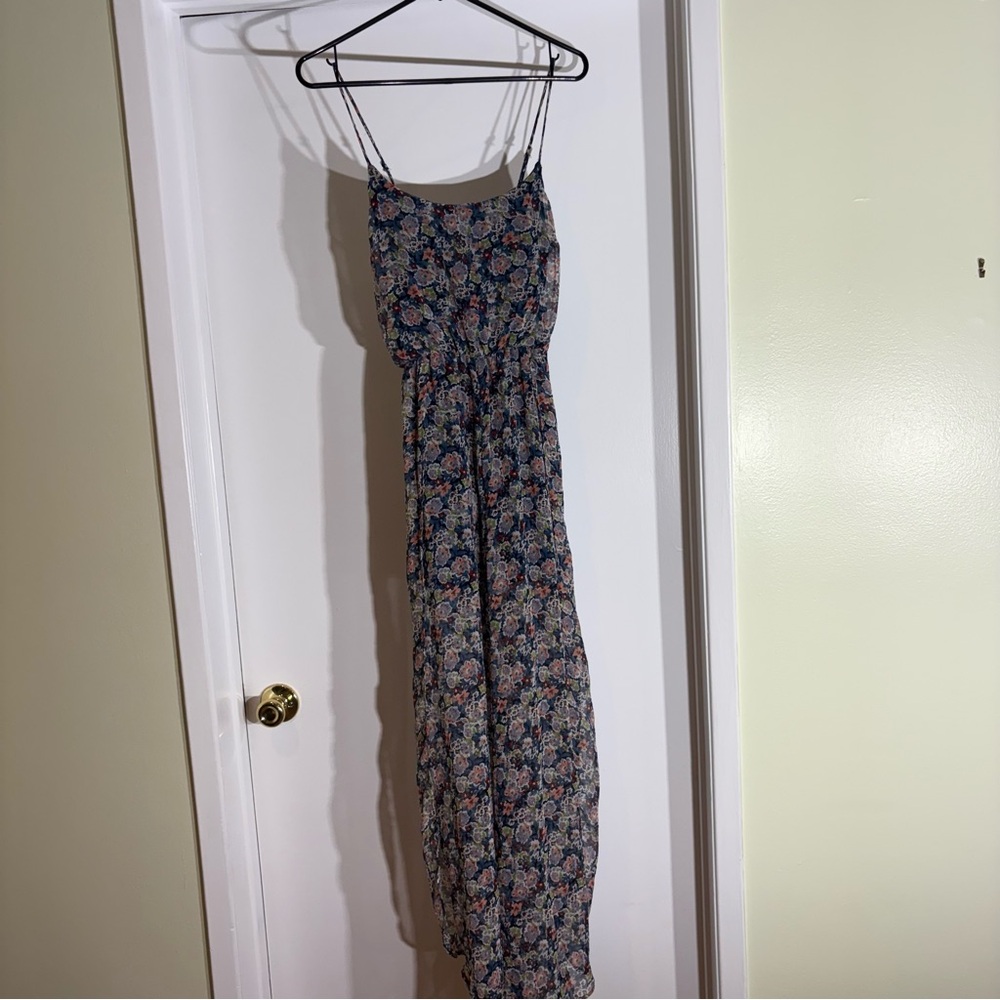 Lulu's Navy Floral Maxi Dress